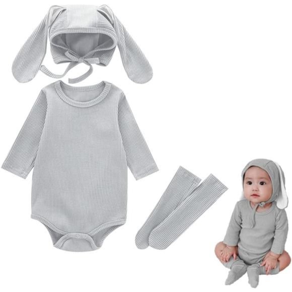 Costumes | Baby Easter Bunny Outfit Romper Bodysuit With 3d Rabbit Ear
